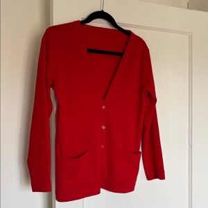 Vintage Ports Red Virgin Wool Cardigan Sweater
